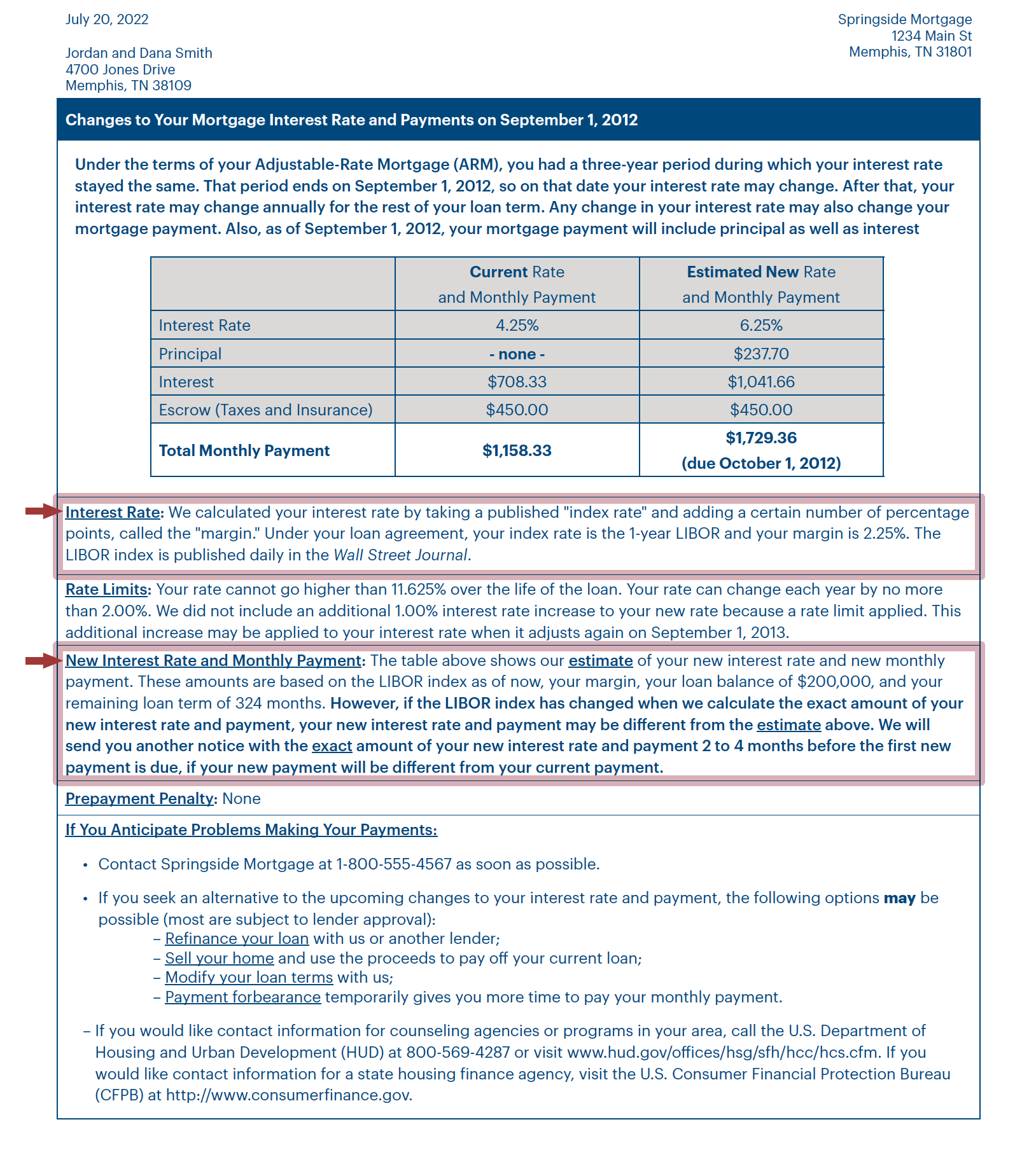 Legacy sample form for &sect;1026.20(d)